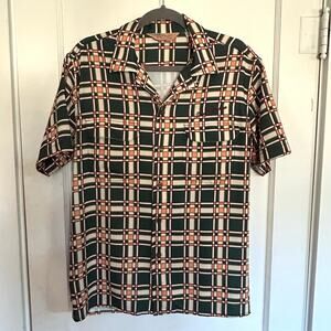 Deus Ex Machina Men’s Large Plaid Button Shirt Retro Short Sleeve